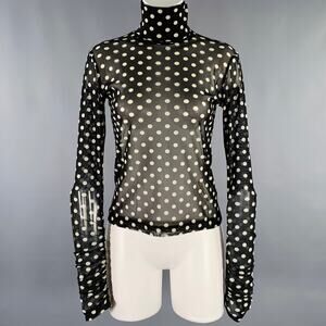 NOIR KEI NINOMIYA Size XS Black White Polka Dot Polyester Turtleneck Pullover